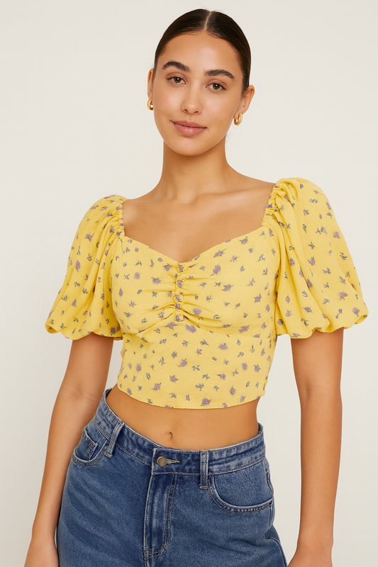 YVONNE & LOVE Floral Puff-Sleeve Crop Top, 5-Piece Bundle, R75.60 per piece