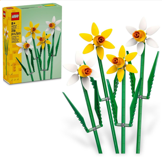 LEGO Botanical Daffodils - Building Toy for Kids, Girls and Boys, Ages 8+ - Easter Basket Gift for Kids - Artificial Daffodil for Bedroom Decor and Display - 40747