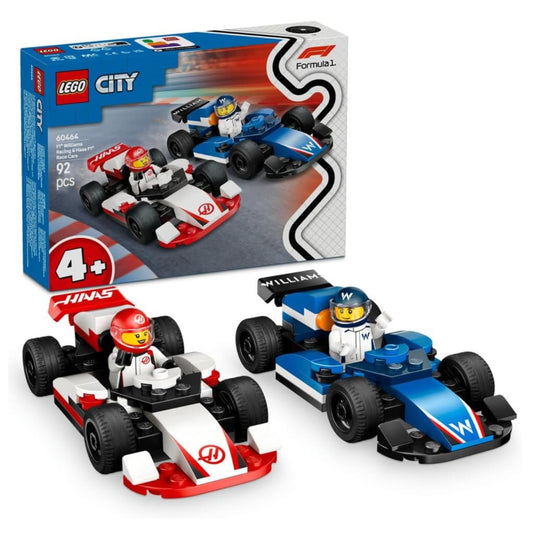 LEGO City F1 Williams Racing & Haas F1 Race Cars - Toy Formula 1 Building Models with 2 Driver Minifigures & Start Lights - Small Gift Idea for 4+ Year Old Toddlers, Boys & Girls - 60464