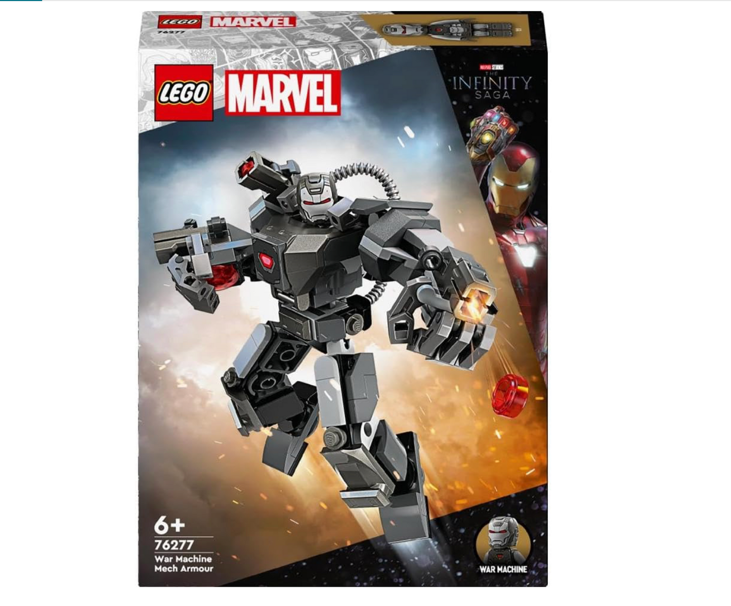 LEGO Marvel War Machine Mech Armour, Buildable Toy Action Figure for Kids with 3 Stud Shooters, Legendary Character from the MCU, Gifts for Boys and Girls Aged 6 Plus Years Old 76277