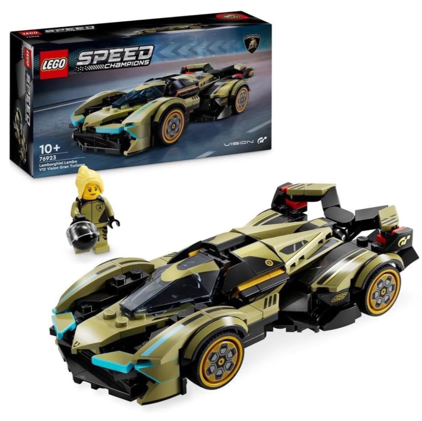 LEGO Speed Champions Lamborghini Lambo V12 Vision GT Super Car Toy for 10 Plus Year Old Boys & Girls, Buildable Vehicle Model Set, Kids' Bedroom Decoration, Birthday Gift Idea 76923
